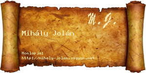 Mihály Jolán névjegykártya